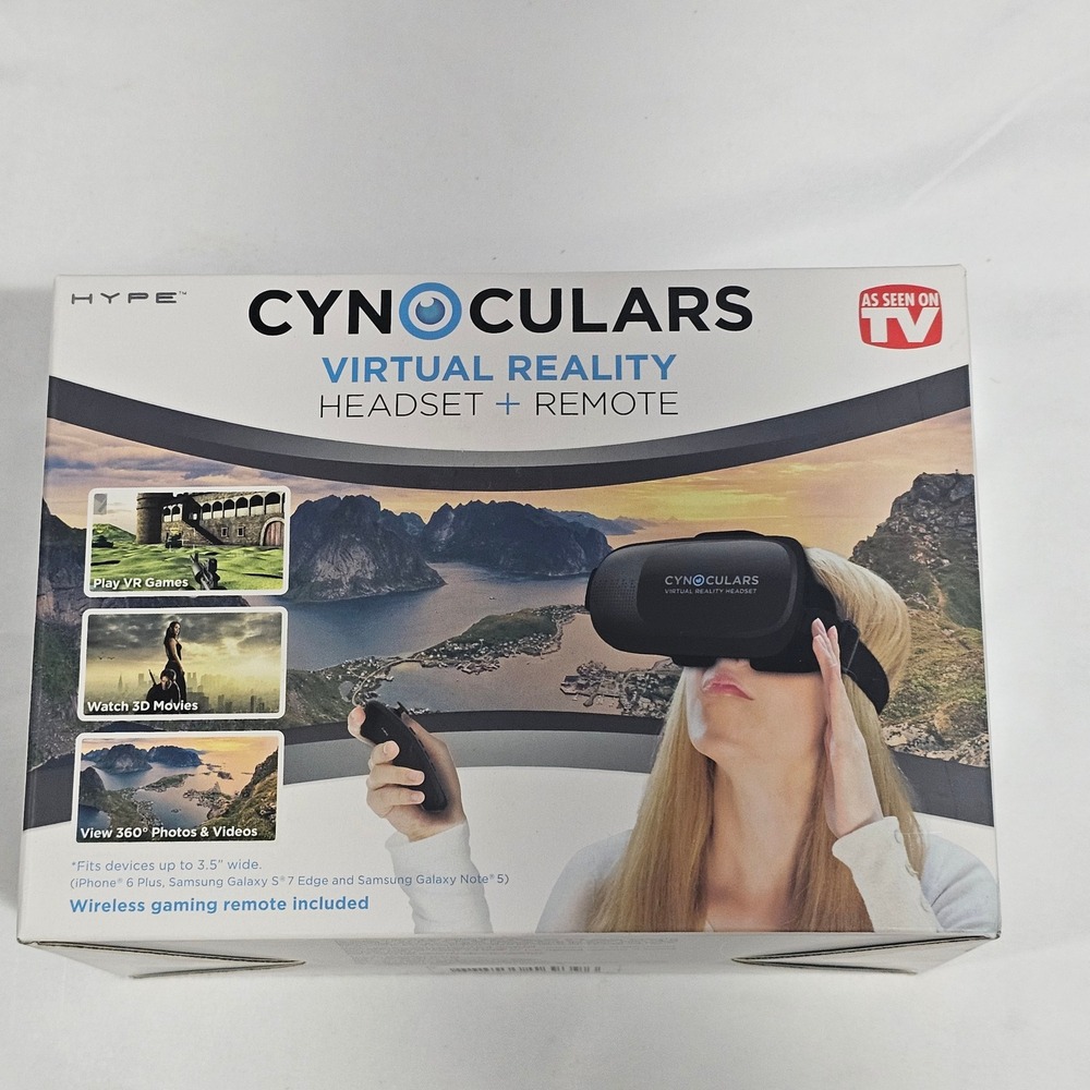 Hype Cynoculars Virtual Reality VR Headset with Wireless Remote Black New